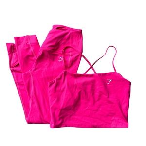 Pink Gymshark Leggings and Crop Top Set